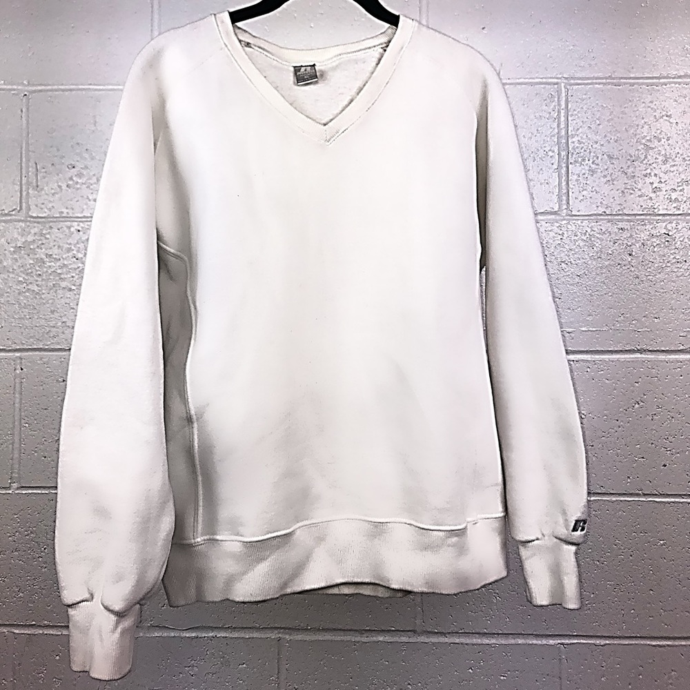 Russell Athletics white V-neck sweater
